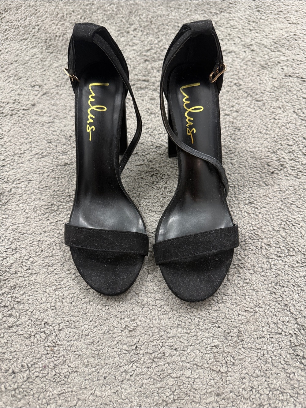 Lulu's Black Suede Strappy Block Heel Sandals